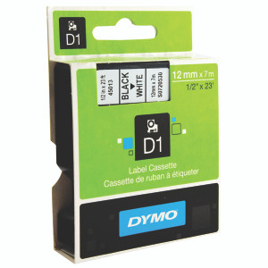 ES45013 Dymo 45013 D1 LabelMaker Tape 12mm x 7m Black on White S0720530 ES45013 Dymo 45013 D1 LabelMaker Tape 12mm x 7m Black on White S0720530