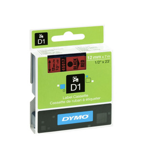 ES45017 Dymo 45017 D1 LabelMaker Tape 12mm x 7m Black on Red S0720570 ES45017 Dymo 45017 D1 LabelMaker Tape 12mm x 7m Black on Red S0720570