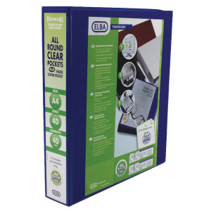 BX06539 Elba Panorama 40mm 4 D-Ring Presentation Binder A4 Blue Pack 6 400008418 BX06539 Elba Panorama 40mm 4 D-Ring Presentation Binder A4 Blue Pack 6 400008418