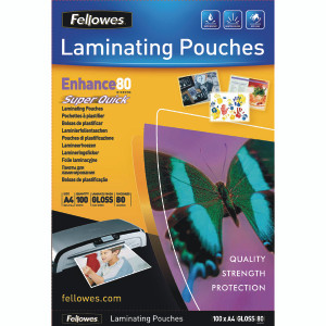 BB54400 Fellowes Super Quick A4 Laminating Pouches Pack 100 5440001 BB54400 Fellowes Super Quick A4 Laminating Pouches Pack 100 5440001