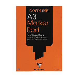 CHGPB1A3 Clairefontaine Goldline A3 30 Sheet 70gsm Acid-Free Bleedproof Paper White Marker Pad GPB1A3 CHGPB1A3 Clairefontaine Goldline A3 30 Sheet 70gsm Acid-Free Bleedproof Paper White Marker Pad GPB1A3