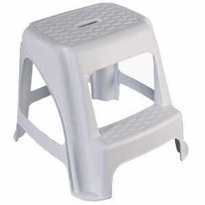 GA27911 GPC White Plastic Step Stool L470 x W510 x H400mm HE400Z GA27911 GPC White Plastic Step Stool L470 x W510 x H400mm HE400Z