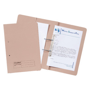 GH22137 Exacompta Guildhall Transfer Spiral Pocket File 315gsm Foolscap Buff Pack 25 349-BUF