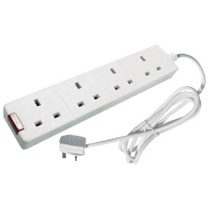 HID43129 4-Way 13 Amp 5 Metre Extension Lead White with Neon Light CEDTS4513M HID43129 4-Way 13 Amp 5 Metre Extension Lead White with Neon Light CEDTS4513M