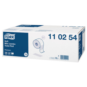 SCA21114 Tork T2 System Mini Jumbo Roll 2-Ply 850 Sheets Pack 12 110254 SCA21114 Tork T2 System Mini Jumbo Roll 2-Ply 850 Sheets Pack 12 110254