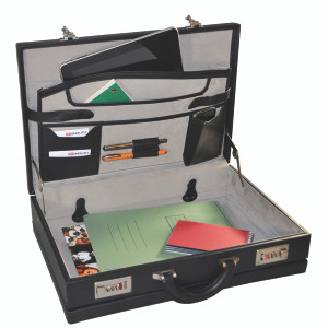 HM23508 Monolith Leather Look Expandable Attache Case PVC Black 2350 HM23508 Monolith Leather Look Expandable Attache Case PVC Black 2350