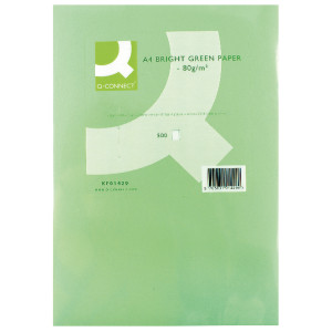 KF01429 Q-Connect Copier Coloured A4 Paper 80gsm Bright Green Ream Pack 500 KF01429