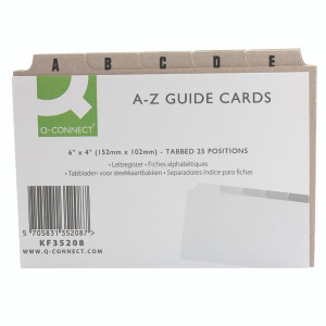 KF35208 Q-Connect Guide Card 152x102mm A-Z Buff Pack 25 KF35208 KF35208 Q-Connect Guide Card 152x102mm A-Z Buff Pack 25 KF35208