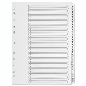 KF01936 Q-Connect 1-31 Index Multi-Punched Reinforced Board Clear Tab A4 White KF01936 KF01936 Q-Connect 1-31 Index Multi-Punched Reinforced Board Clear Tab A4 White KF01936