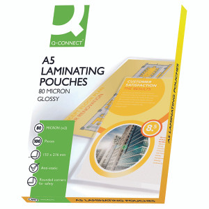 KF04106 Q-Connect A5 Laminating Pouch 160 Micron Pack 100 KF04106