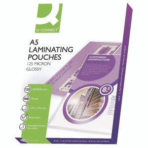 KF04108 Q-Connect A5 Laminating Pouch 250 Micron Pack 100 KF04108 KF04108 Q-Connect A5 Laminating Pouch 250 Micron Pack 100 KF04108
