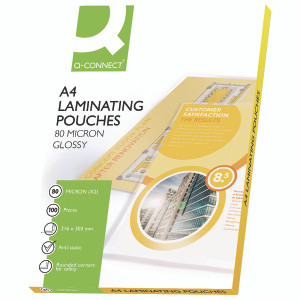 KF04114 Q-Connect A4 Laminating Pouch 160 Micron Pack 100 KF04114 KF04114 Q-Connect A4 Laminating Pouch 160 Micron Pack 100 KF04114