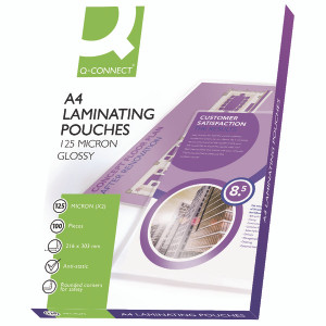 KF04116 Q-Connect A4 Laminating Pouch 250 Micron Pack 100 KF04116 KF04116 Q-Connect A4 Laminating Pouch 250 Micron Pack 100 KF04116