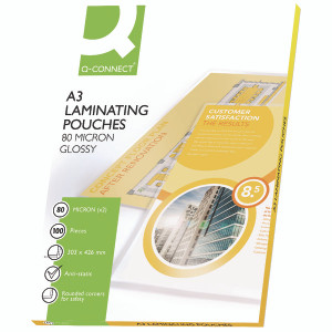 KF04122 Q-Connect A3 Laminating Pouch 160 Micron Pack 100 KF04122 KF04122 Q-Connect A3 Laminating Pouch 160 Micron Pack 100 KF04122