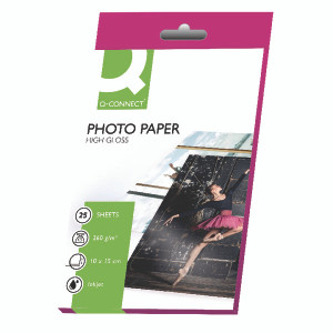 KF01906 Q-Connect Inkjet Photo Paper 10x15cm 260gsm Glossy Pack 25 KF01906 KF01906 Q-Connect Inkjet Photo Paper 10x15cm 260gsm Glossy Pack 25 KF01906