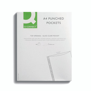KF01121 Q-Connect Delux Punched Pocket Top Opening Green Strip A4 Clear Pack 100 KF01121 KF01121 Q-Connect Delux Punched Pocket Top Opening Green Strip A4 Clear Pack 100 KF01121