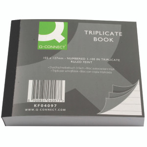 KF04097 Q-Connect Feint Ruled Triplicate Book 102x127mm KF04097 KF04097 Q-Connect Feint Ruled Triplicate Book 102x127mm KF04097