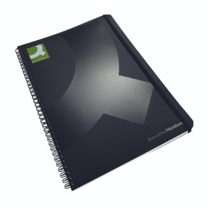 KF03729 Q-Connect Polypropylene Wirebound Book A4 Black Pack 3 KF03729