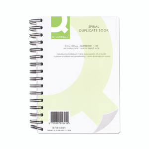 KF01341 Q-Connect Feint Ruled Wirebound Duplicate Book 210x127mm KF01341 KF01341 Q-Connect Feint Ruled Wirebound Duplicate Book 210x127mm KF01341