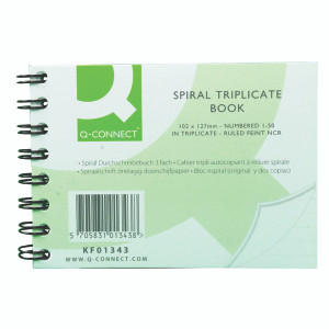 KF01343 Q-Connect Feint Ruled Wirebound Triplicate Book 102x127mm KF01343 KF01343 Q-Connect Feint Ruled Wirebound Triplicate Book 102x127mm KF01343