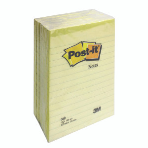 3M01425 Post-it Notes XXL 101 x 152mm Lined Canary Yellow Pack 6 660 3M01425 Post-it Notes XXL 101 x 152mm Lined Canary Yellow Pack 6 660