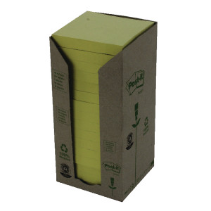 3M10065 Post-it Notes Recycled Tower 76x76mm Canary Yellow Pack 16 654-1T 3M10065 Post-it Notes Recycled Tower 76x76mm Canary Yellow Pack 16 654-1T