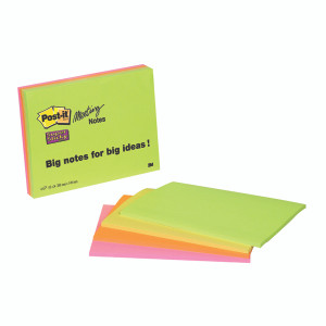 3M84969 Post-it Super Sticky Meeting 200x149mm Neon Asrtd Pack 4 6845-SSP 3M84969 Post-it Super Sticky Meeting 200x149mm Neon Asrtd Pack 4 6845-SSP