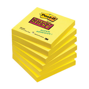 3M93191 Post-it Notes Super Sticky 76 x 76mm Ultra Yellow Pack 6 654-S6 3M93191 Post-it Notes Super Sticky 76 x 76mm Ultra Yellow Pack 6 654-S6