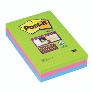 3M81332 Post-it Notes Super Sticky 101x152mm Lined Ultra Pack 3 660-3SSUC 3M81332 Post-it Notes Super Sticky 101x152mm Lined Ultra Pack 3 660-3SSUC