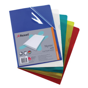 RX12161A Rexel Nyrex Cut Flush Folder A4 Assorted Pack 25 12161AS RX12161A Rexel Nyrex Cut Flush Folder A4 Assorted Pack 25 12161AS