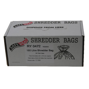 RY19861 Safewrap Shredder Bag 150 Litre Pack 50 RY0472 RY19861 Safewrap Shredder Bag 150 Litre Pack 50 RY0472