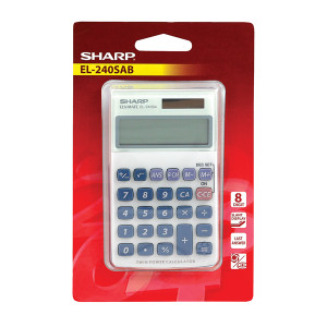 SH02336 Sharp Silver 8-Digit Hand Held Pocket Calculator EL240SAB SH02336 Sharp Silver 8-Digit Hand Held Pocket Calculator EL240SAB