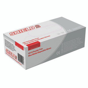 HEA00973 Shield Powder-Free Blue Nitrile Medium Gloves Pack 100 GD19 HEA00973 Shield Powder-Free Blue Nitrile Medium Gloves Pack 100 GD19