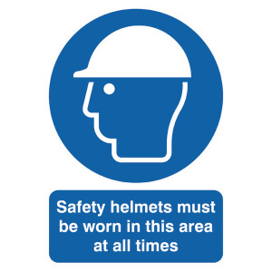 SR11230 Safety Sign Safety Helmets Must be Worn A4 PVC MA04650R