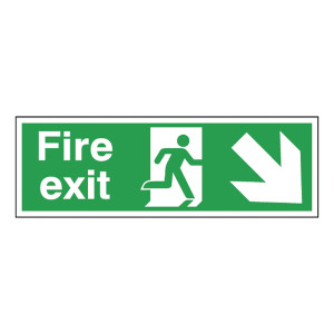SR71721 Safety Sign Fire Exit Running Man Arrow Down Right 150x450mm Self-Adhesive E99S S SR71721 Safety Sign Fire Exit Running Man Arrow Down Right 150x450mm Self-Adhesive E99S S