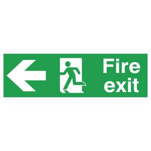 SR11133 Safety Sign Fire Exit Running Man Arrow Left 150x450mm PVC FX04311R SR11133 Safety Sign Fire Exit Running Man Arrow Left 150x450mm PVC FX04311R