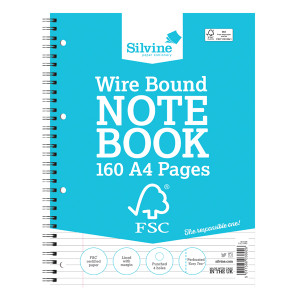 SV43692 Silvine Envrio Wirebound Notebook A4 160 Pages Pack 5 FSCTW80 SV43692 Silvine Envrio Wirebound Notebook A4 160 Pages Pack 5 FSCTW80