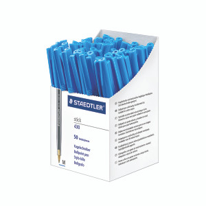 ST40738 Staedtler Stick 430 Ballpoint Pen Medium Blue Pack 50 430-M3 ST40738 Staedtler Stick 430 Ballpoint Pen Medium Blue Pack 50 430-M3