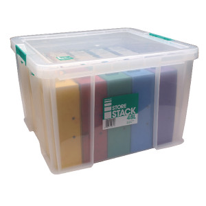 RB90125 StoreStack 48 Litre Storage Box W490xD440xH320mm Clear RB90125 RB90125 StoreStack 48 Litre Storage Box W490xD440xH320mm Clear RB90125