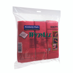 KC83970 Wypall Microfibre Cloth Red Pack 6 8397