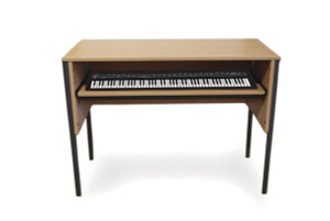 EF6003-M Monarch Music Keyboard Desk with Sliding Keyboard Shelf Cable Ports Beech
