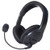 Stereo Headset with Boom Mic In-Line Volume Control Adjustable Faux Leather Head Band Black