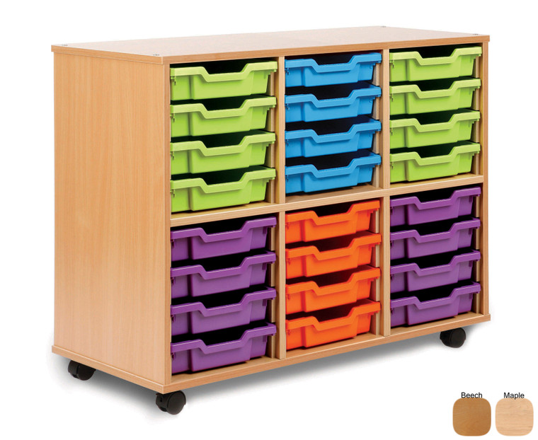 SA24S-M Monarch Allsorts Stackable Storage Unit with 24 Shallow Trays Beech