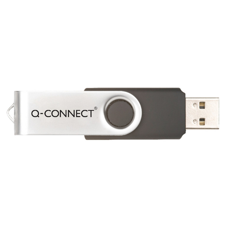 KF41511 Q-Connect Silver Black USB 2 0 Swivel 4Gb Flash Drive KF41511