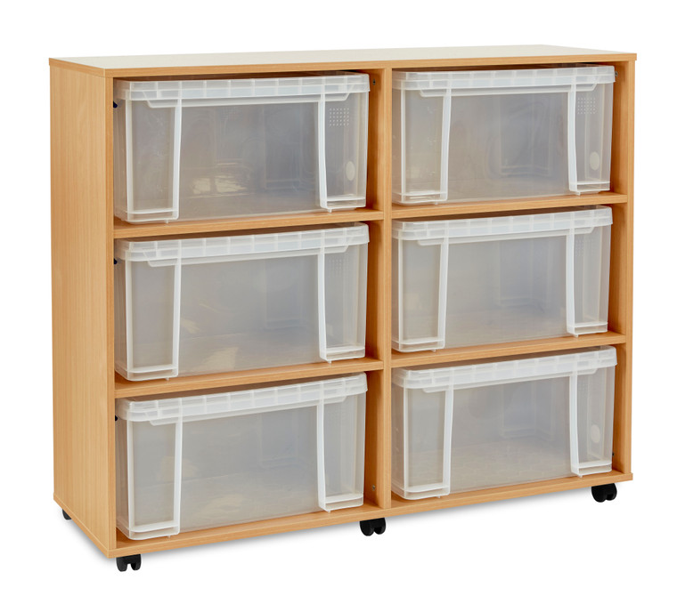 RUB048-M Monarch Really Useful Box Storage Unit with 6x48L Boxes Lids Beech