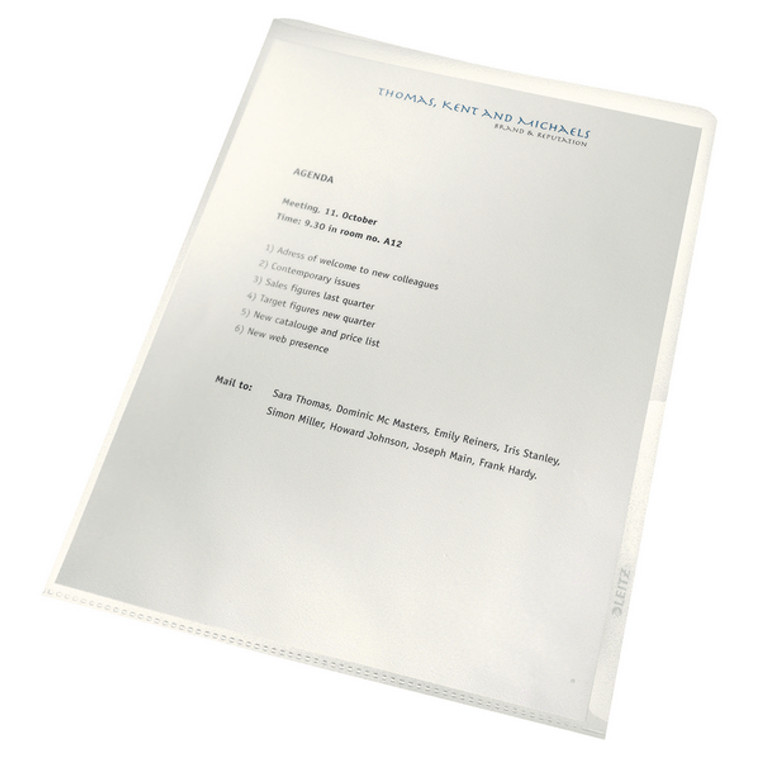 LZ39719 Leitz Recycled Cut Flush Folders A4 Clear Pack 100 40011003