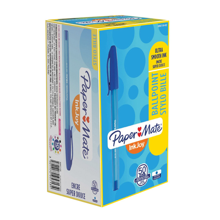 GL95713 PaperMate InkJoy 100 Ballpoint Pen Medium Blue Pack 50 S0957130