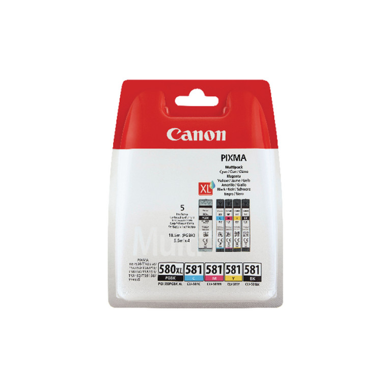 2078C005 Canon 2078C005 580 581 CMYK Ink Cartridge Multipack 1x 200 1505 256 237 257 Pg Pack qty 5