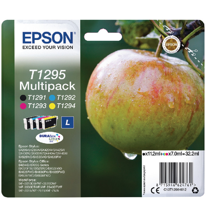 C13T12954012 Epson C13T12954012 T1295 Ink Cartridge Multipack 112 ml 3x7 ml Pack qty 4