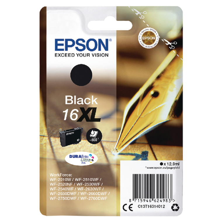 C13T16314012 Epson C13T16314012 16XL Black Ink Cartridge 500 pages 13ml